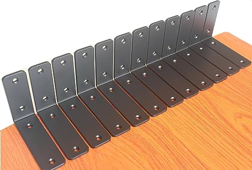 4 Pack - L 5" x H 4" x W1.5, 5mm Thick Black L Shelf Bracket, Iron Shelf Brackets, Metal Shelf Brackets, Floating Shelf, Shelf Supports with Screws - size: 5''x4'', style: Black 4 Pack