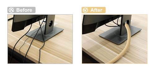 Cable Management Sleeve, Split Design, 25FT - 1 Inch, Beige - color: Beige, size: 1"-25ft