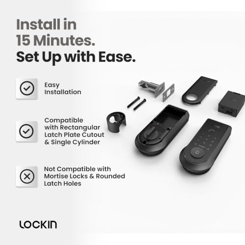 Lockin Veno Smart Lock - Palm Vein Keyless Entry Door Lock - 6 Unlock Methods - Built-in WiFi - Smart Home Compatible - No Monthly Subscription - 14-Month Battery Life - Dual Batteries - size: Dual Batteries, style: Palm Vein（No Camera）