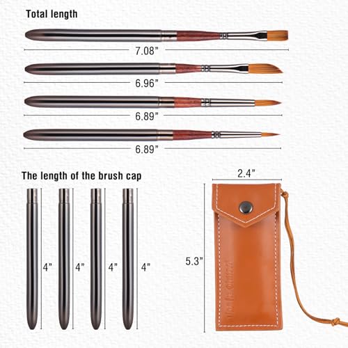 Falling in Art 4 Pcs Travel Watercolor Paint Brush Set - size: 4 Pcs Small to Medium
