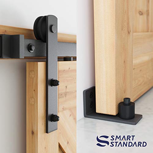 SMARTSTANDARD 5 FT Heavy Duty Sturdy Sliding Barn Door Hardware Kit, Black - size: 5 Feet