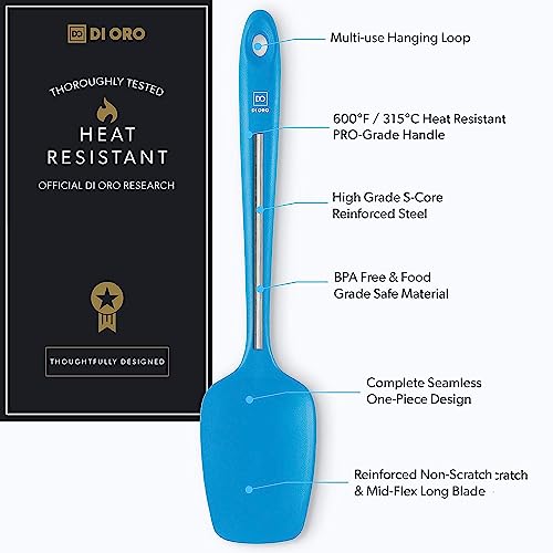 DI ORO Silicone Spoonula - Spoon Spatula, 600F Heat Resistant, Blue - color: Blue