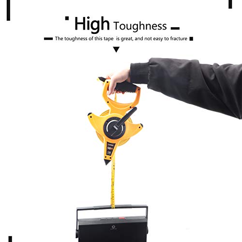 LAND 165FT/50M Heavy Duty Fiberglass Tape Measure - 1/2-Inch Wide, Dual Inch/Metric Scale, Durable Open Reel Measuring Tape for Surveying, Engineering, Runway Construction - size: 50 m