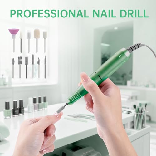 Professional Nail Drill, 45000RPM Rechargeable Electric File,Soft Green - color: Fresh Green