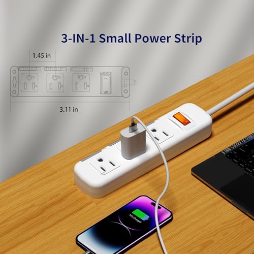 Flat Plug Power Strip Surge Protector 3 Outlets, Extension Cord 3 ft 3 Prong, 300J, 10A/1250W, Overload Protection Switch, Plug Strip for Home Office, Child Safety Slide Outlet Covers - style: 3ft/Ultra-thin Flat Plug