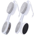 Foot Scrubber Brush with Pumice Stone for Feet 5-in-1, 2Pcs Foot File Callus Remover, Stainless Steel Feet Scraper, Cleaning Brush & Sand Paper Debris Catcher, Multi Purpose for Home Foot Care, White - color: White White