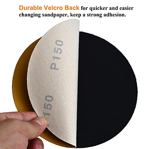 6-Inch No-Hole Hook and Loop Gold Sanding Discs 150-Grit, 100-Pack - size: 150 Grit