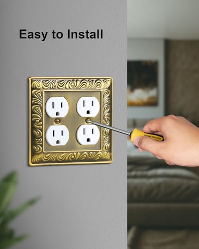 2-Pack Paisley Pattern Double Duplex Outlet Cover,Metal Switch Plates - style: 2 Duplex 2PK