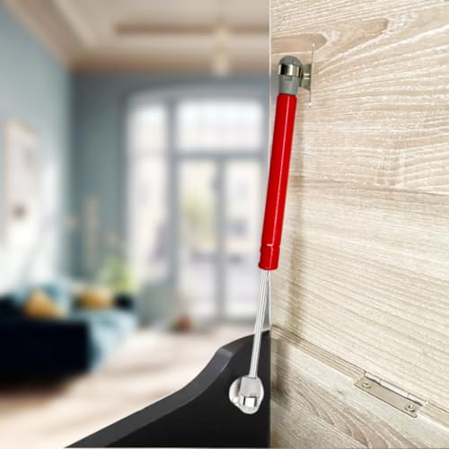 100N Soft Close Safety Gas Strut Hinges, CJQZP 2 Pack Heavy Duty Toy Box & Cabinet Hinges for Curved, Round, Arched & Flat Lids (red) - color: Red