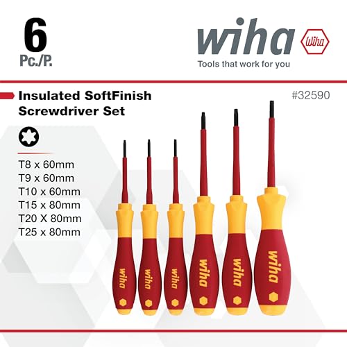 Wiha 32590 Torx Screwdriver Set With SoftFinish Handle, 1000 Volt, 6 Piece