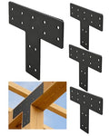 4 Pcs Heavy Duty T Plate Brackets, 12"x8" Black T Shape Mending Plate, 0.12" (3mm) Thick Steel Flat Bracket for 4x4 6x6 Wood Post to Beam, Truss Framing, Pergola & Furniture Repair - size: 4 Pack, style: Standard T-Plate