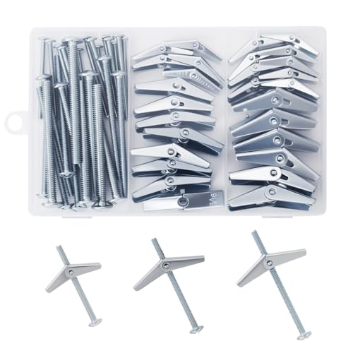 28PCS Toggle Bolts Wing Nuts Heavy Duty Hollow Wall Anchors 3 Sizes