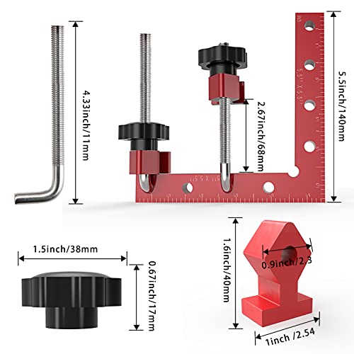 90 Degree Clamp Aluminum Alloy Corner Clamps for Woodworking,5.5" x 5.5"Carpenter Right Angle Clamping Square Tools for Box,Shelves,Picture frames,Drawers Cabinets Position (2 Pack) - style: 14x14cm 2Pack