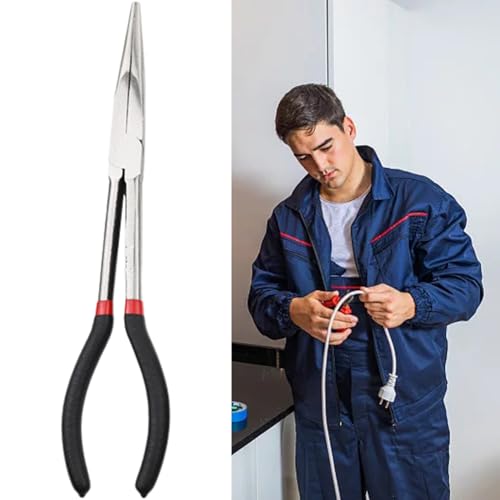 11 Inch Straight Long Reach Pliers, Bent Nose Needle Nose Pliers - color: Straight