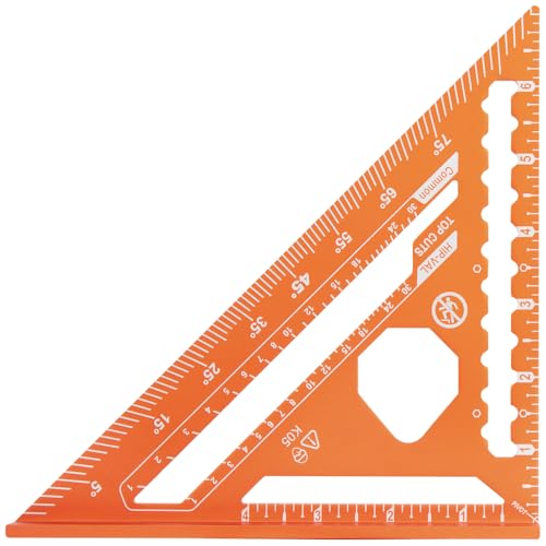 Klein Tools 9357SSQ Rafter Square, 7-Inch, Double Laser Etched Aluminum, Multi-Functional, Carpenter Measuring Layout Tool, Triangle Ruler for Woodworking - size: Rafter Square, 7-Inch