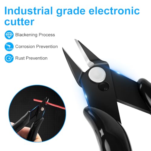 Ainiv Wire Cutters, 1PCS Spring-loaded Side Cutters Flush Cutters, Diagonal Cutters Precision Side Cutters, Diagonal Cutting Pliers in CRV Steel, Heavy Duty Cutting Pliers for Electrical, Homes - color: Black Wire Cutter-1pc, size: 1pc