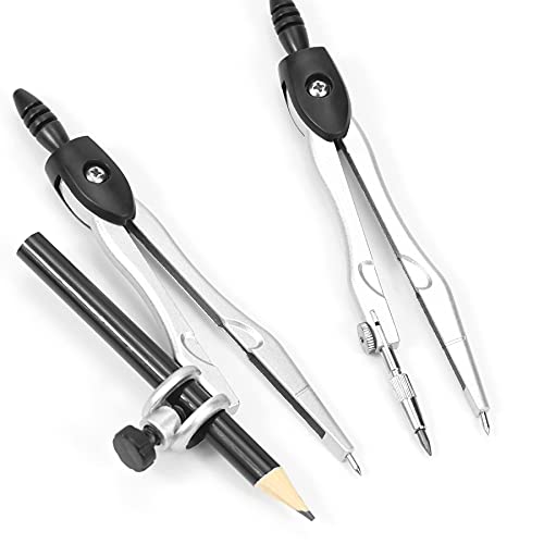 Unjoo Geometry Sets 10 Pcs Student Supplies, Protractor and Compass (Black) - color: Black
