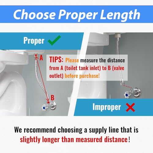 (6Pack, 15 inches) PevePexe Toilet Hose Water Supply Line - 3/8" COMP x 7/8" BC Braided Toilet Connector Hose - style: 15 inch ( 6 Pack)