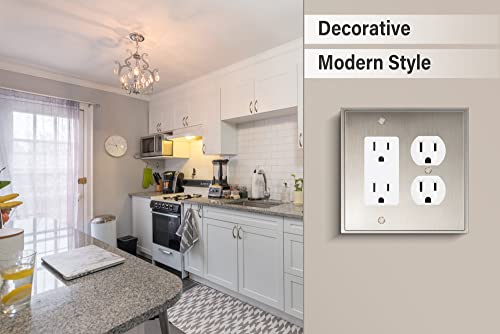 Henne Bery Soft Modern Decorative Wall Plate Switch Plate Outlet Cover (Decorator/Duplex, Satin Nickel) - style: Decorator/Duplex