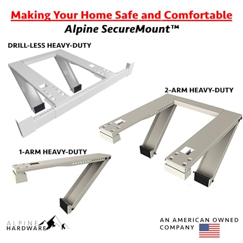 Window AC Support - Holds up to 160 lbs - Heavy Duty Single Arm Air Conditioner Bracket - Easy Install for Apartment Windows - Alpine Hardware - size: HEAVY DUTY-ONE ARM