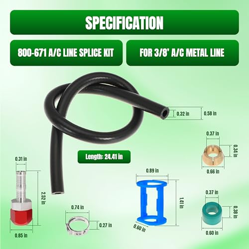 800-671 A/C Line Splice Kit For 3/8 Line With No.6 Hose 800671 Air Conditioning Repair Splice Connector Splicer Coupler Kit For 3/8 AC Line to Hose Repair (Line-K671) - size: Line-K671