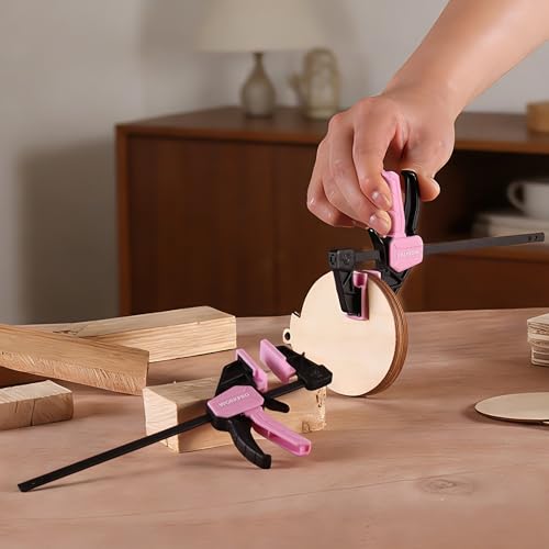 WORKPRO 2-Pack 6" Mini Bar Clamp Set, 50 lbs Load Limit, Pink Ribbon - color: Pink, size: 6" Mini