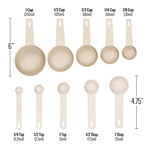 Beille Cream Wheat Straw 10PC Measuring Cups Spoons Set