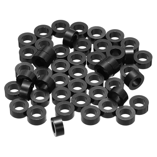 PATIKIL 120Pcs ABS Spacers 4mm ID, 7mm OD, 3mm Height Plastic Round Stud Spacer Black Nylon Washers Nut Unthreaded Rubber for M4 Screws Bolts Barrel - size: 4mm ID, 7mm OD, 3mm Height