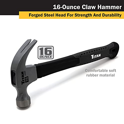 Titan 4-Piece 16oz Hammer Set: Claw, Rubber Mallet, Dead Blow, Ball Peen Hammers - 16oz Each, Orange, Non-Slip Rubber Grip - style: 4pc Set Assorted