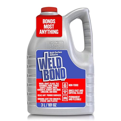 Weldbond Glue - Bonds Most Anything! 3L /101 oz Non-Toxic Adhesive Glue For Wood Tile Glass Craft Foam Fabric Stone Cement & Concrete & Any Other Porous Surfaces. No Fume Non-Flammable PVA Glue Gallon - size: 101.4 fl. oz.