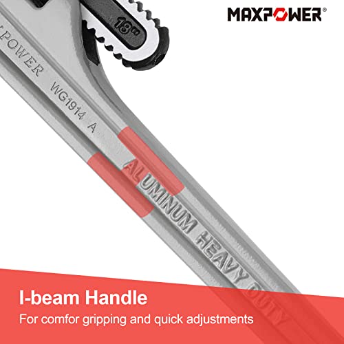 MAXPOWER 18-inch Pipe Wrench, 2.5 inch Jaw Opening Capacity - size: 18-inch, style: Straight Pipe Wrench