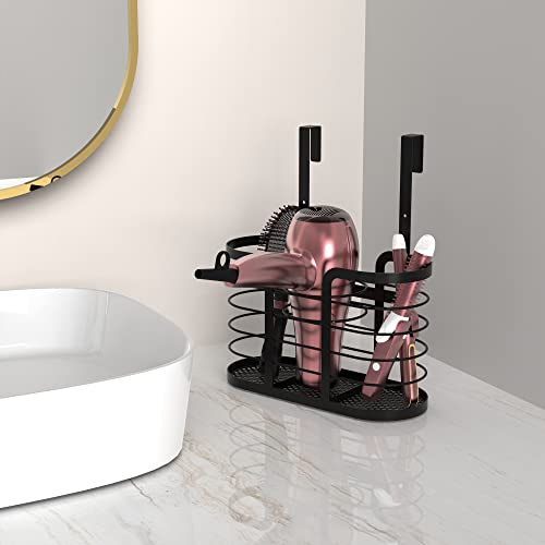 YIGII Hair Tool Organizer, Cabinet Door Storage Basket, Bathroom, Black - color: Black