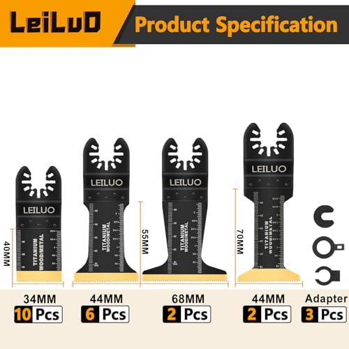 LEILUO 20Pcs Titanium Oscillating Tool Blades, Multitool Saw Blade Set