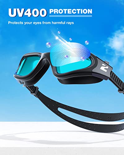 ZIONOR Swim Goggles, G1 SE Swimming Goggles Anti-Fog for Adult Men Women - color: B1-clear Blue Lens Black Frame