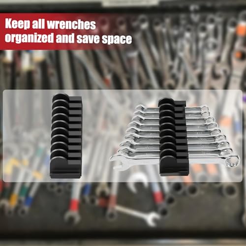 DEHOYI 12 pcs Modular Wrench Organizers for Tool Drawers - Wrench Rack with Metric & SAE Labels, Perfect Tool Storage Holder. Gift for father, brother and boyfriend (12pcs-Black) - style: 12pcs-Black