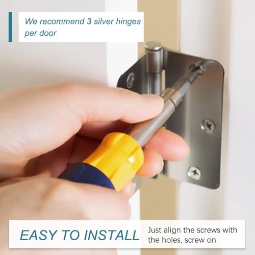 30 Pack Satin Nickel Door Hinges 3.5 inch Brushed Nickel Hinges Rounded 5/8" Radius Corners Bedroom Residential Standard Indoor Door Hardware Hinge - size: 30 Pack