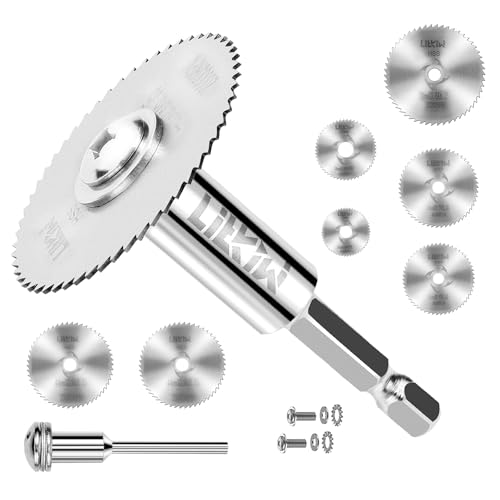 7PCS Rotary Drill HSS Saw Blades,with /4" Hex Shank & 1/8" Round Shank - style: 9PCS(2*Shank+7*Blades)