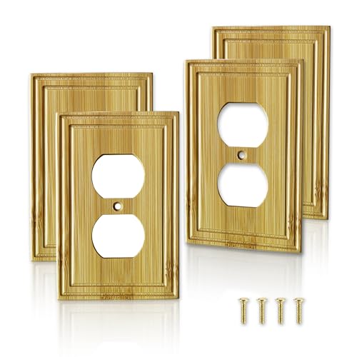 outlet cover plate, Bamboo wall outlet cover, Natural Finish.4 Pack - color: wood outlet covers, size: Socket