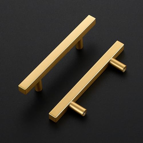 Ravinte Champagne Gold Handles Square Cabinet Hardware 3-1/2 Inch 10 Pack - size: 3-1/2" Hole Center