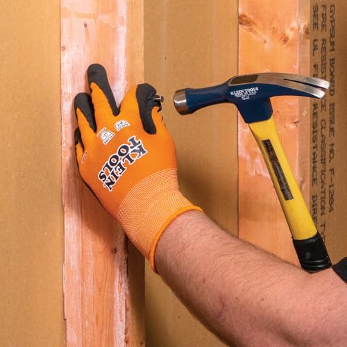 KLEIN TOOLS 60579 Work Gloves, Knit Dipped Cut Resistant ANSI A1 Nitrile Coated Gloves, Nylon-Spandex, Touchscreen Capable, Small, 2-Pair - size: Small, style: 2-pair Pack