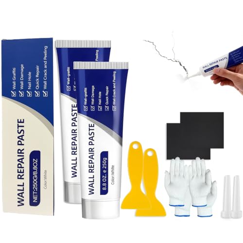 Efficient Drywall Repair Kit, Quick Drying Wall Repair Paste with Scraper & Sandpaper, Durable Spackle Wall Repair, Upgrade Wall Mending Agent for Holes & Cracks, Dents & Small Damage (2 Pcs) - color: 2 Pcs