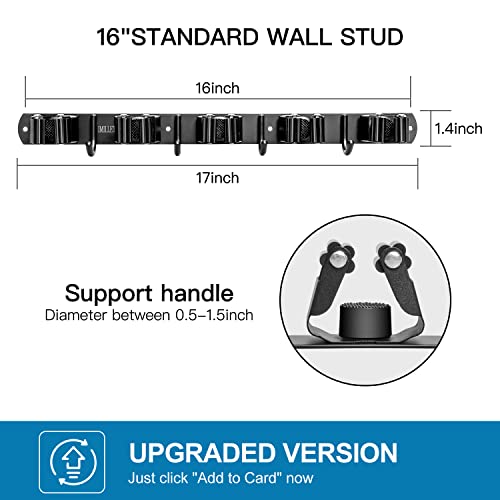 IMILLET 2 Pack Broom Holder Wall Mount, Heavy Duty Garage Organization - color: 5 Racks with 4 Hooks, size: 2 Pack