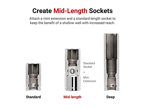 TEKTON 3/8 Inch Drive x 1 Inch Mini Extension | SHA11101 (Pack of 2) - size: 3/8 Inch Drive x 1 Inch (Pack of 2)