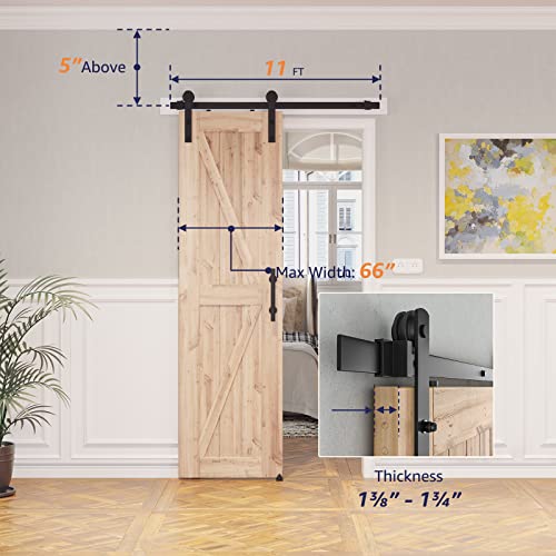 SMARTSTANDARD 4 FT Heavy Duty Sturdy Sliding Barn Door Hardware Kit, Black - size: 4 Feet