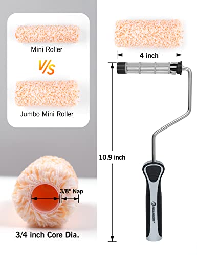 ROLLINGDOG 4 Inch Mini Roller, 4 Inch Jumbo Microfiber Paint Roller Covers - color: microfiber roller 4 Inch