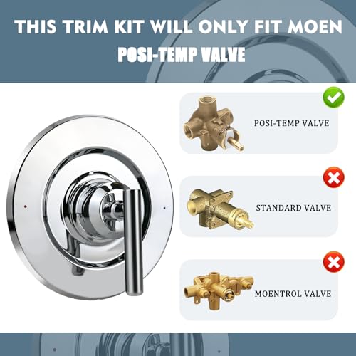 Replacement for Moen T2901 Gibson Posi-Temp Valve Trim Kit, Posi-Temp, Metal Body, Thermostatic Mixing Valve, Shower Trim Kit, Requires 2510 valve, 1-Year Warranty - color: Chrome