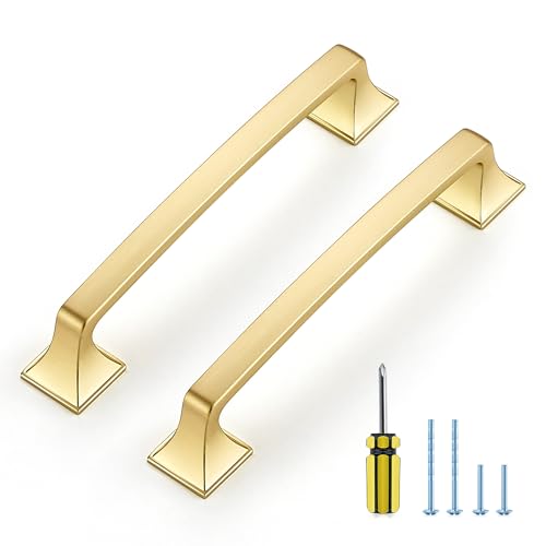30 Pack Kitchen Cabinet Handles 5 Inch Brushed Brass Cabinet Pulls - color: Brushed Brass, size: 5 Inch Hole Centers
