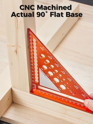 Mecurate 18cm Metric Rafter Square with Drill Gauges & 2-in-1 Pencil - size: 7 Inch