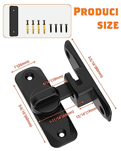 90/180 Degree Barn Door Latch Lock with Spacer, Black, 4 Pack - color: Black-4Pcs