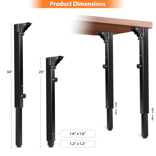 Folding Square Table Legs 2 PCS for Outdoor Camper, RV - size: Adjustable Height - 25”- 34”